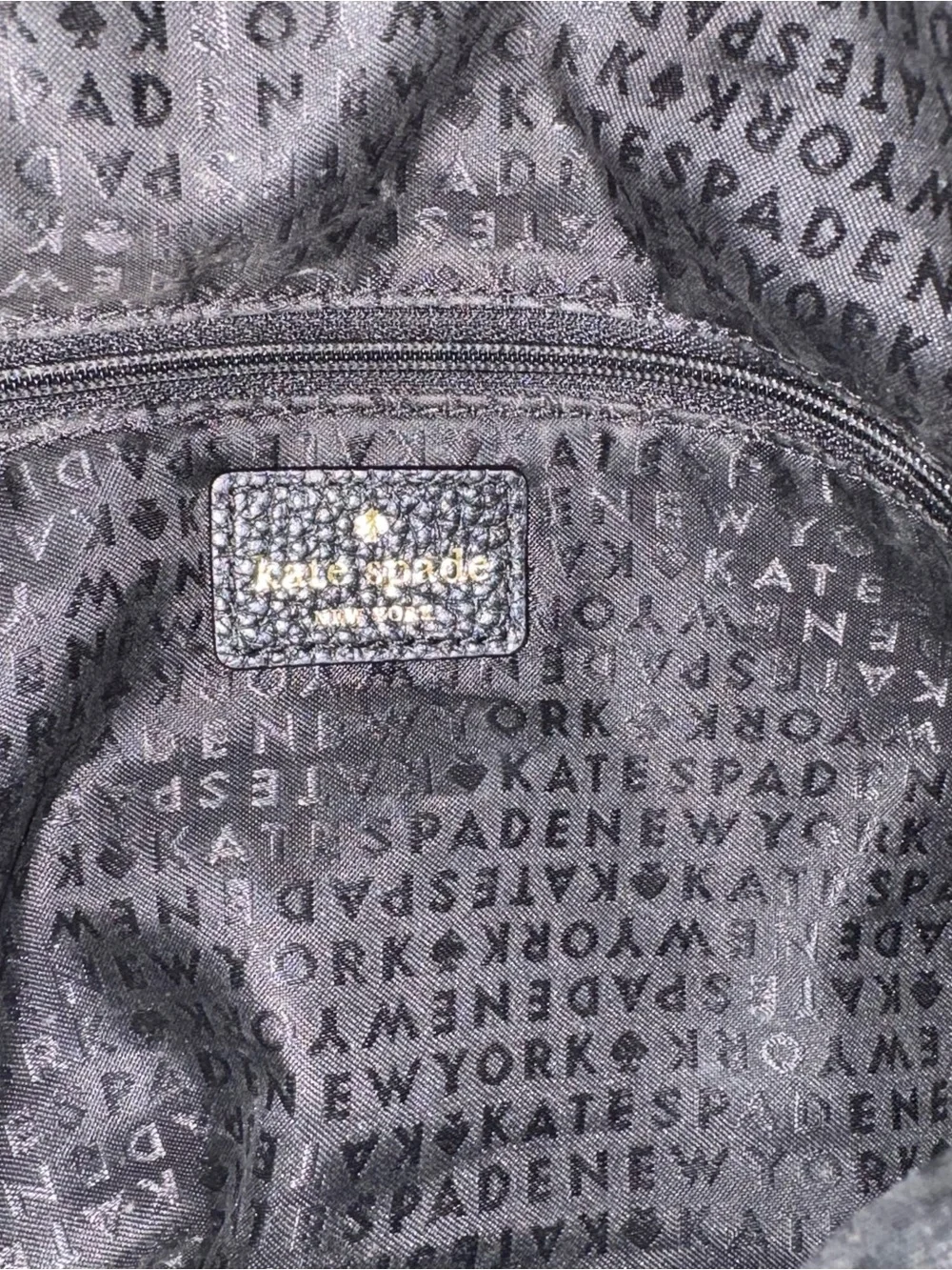 kate spade Black and Cream Pebbled Leather Shoulder Bag